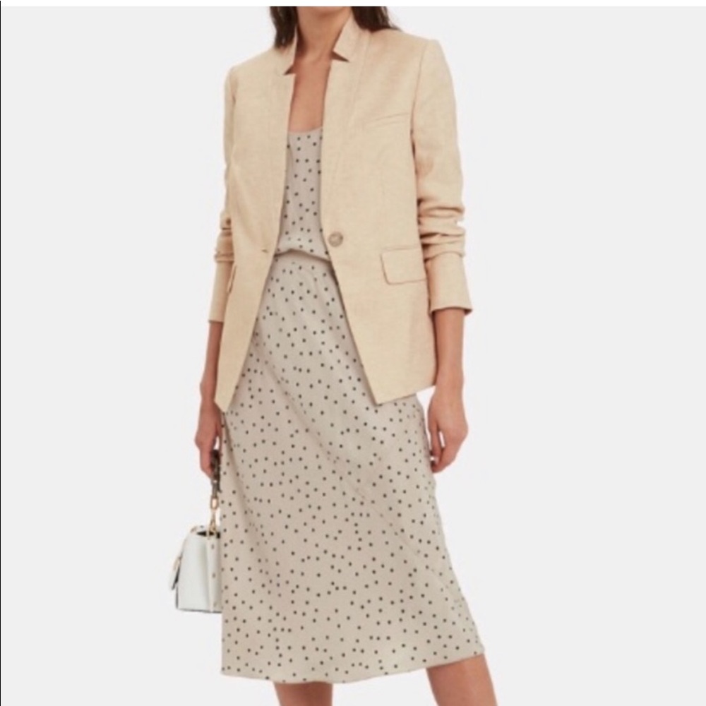 VERONICA BEARD UPCOLLAR LINEN DICKEY JACKET BEIGE